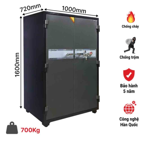 Két sắt DS1600C 2 cánh khóa cơ 
