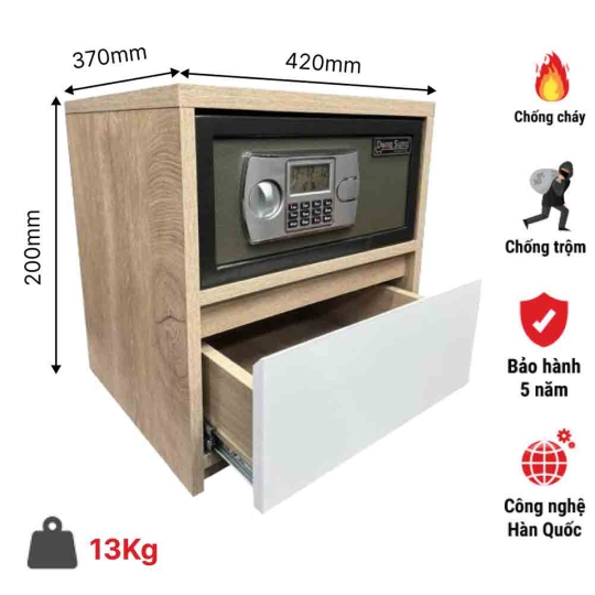 Két sắt DS-5020 khóa điện tử + Hộc gỗ 