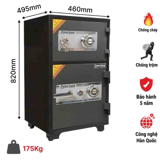 Két Sắt 2 tầng DS82 khóa cơ  Bảo Vệ An Toàn, An Tâm Tuyệt Đối!
