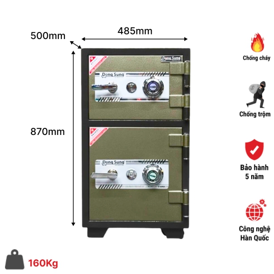 Két Sắt 2 tầng DS87 khóa cơ  Bảo Vệ An Toàn, An Tâm Tuyệt Đối!